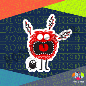 Red Monster Scared by a Bug sticker