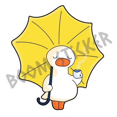 Duck with Umbrella and Tea  sticker