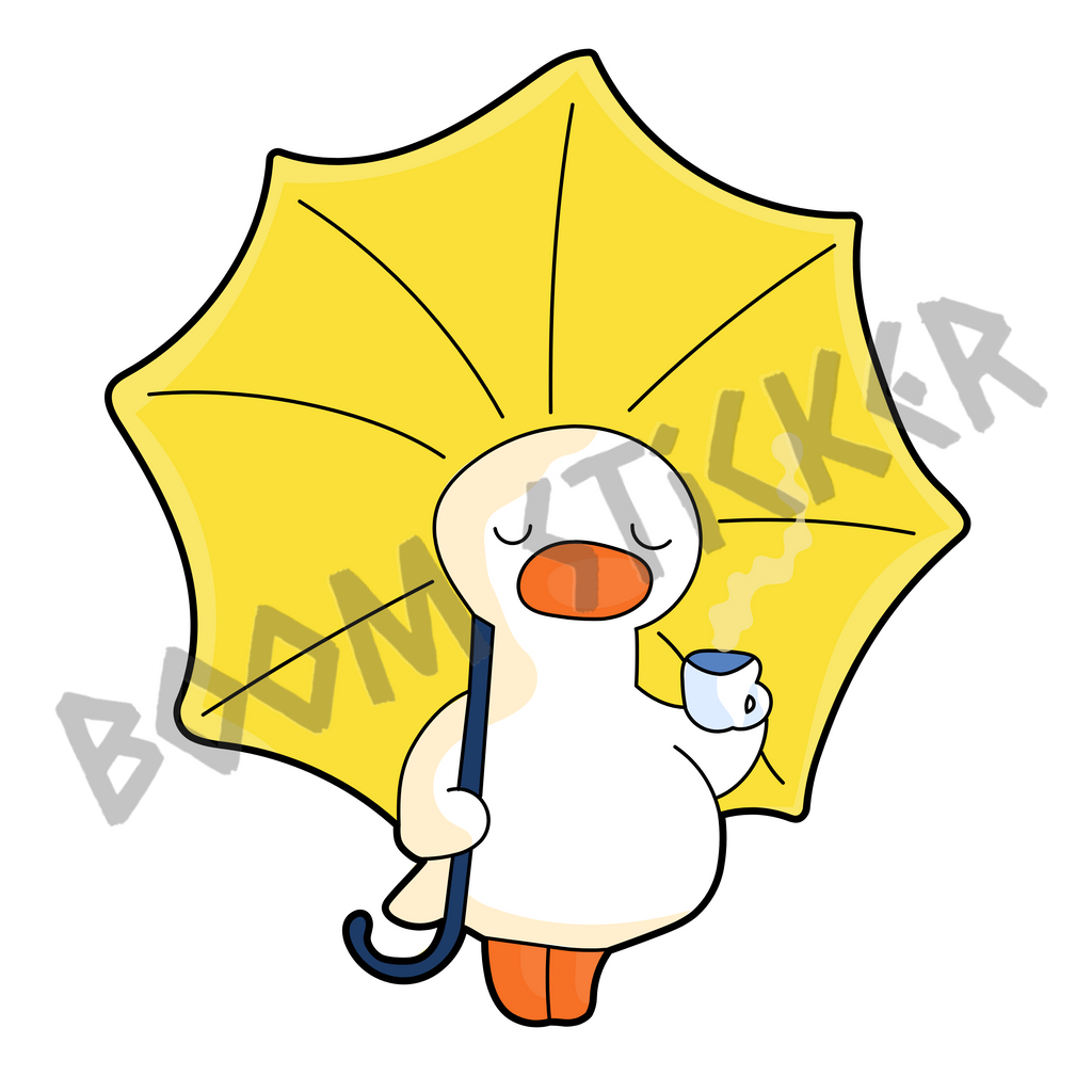 Duck with Umbrella and Tea  sticker