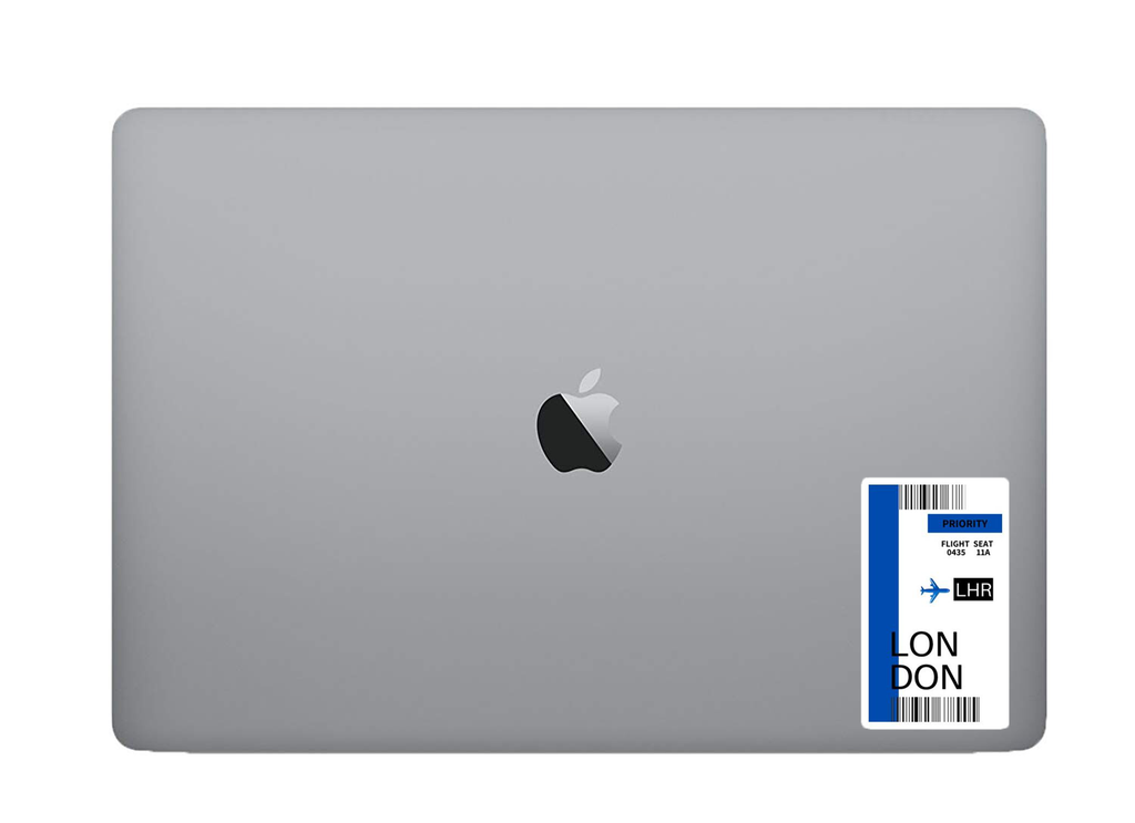 London airplane ticket sticker